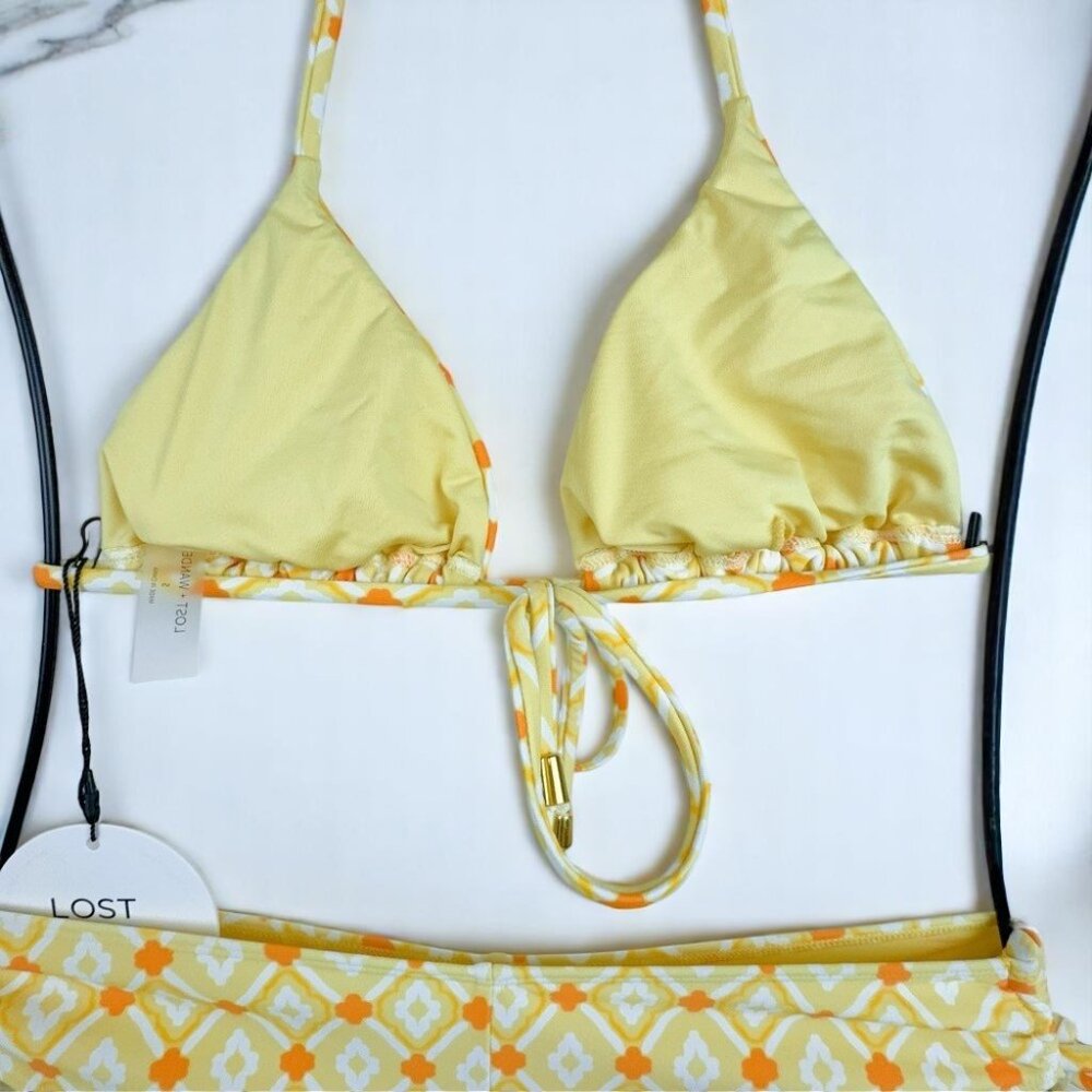 NWT Lost and Wander Santorini Sun Triangle Bikini Set Yellow Orange Swimsuit - Picture 4 of 8